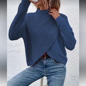 Elegant Blue Turtleneck Sweater
